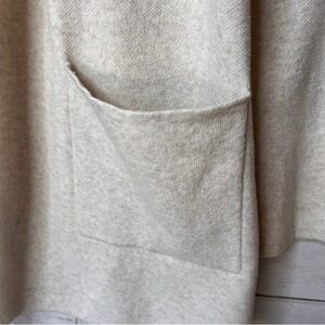 Loft Cardigan Womens Size Medium Oatmeal Open Knit Cotton Blend Pockets